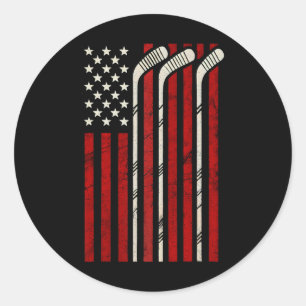 Adesivo Redondo Hóquei Bandeira Americana Hóquei Bandeira EUA Joga