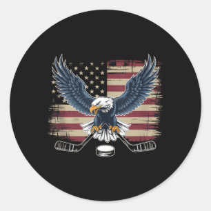Adesivo Redondo Hóquei da Bandeira Americana