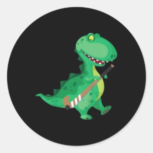 Adesivo Redondo Hóquei de Campo Infantil Dinossauro Engraçado 