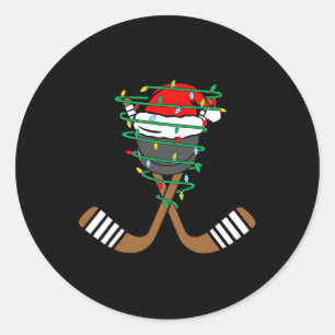 Adesivo Redondo Hóquei de Natal Xmas Papai Noel Esportes Crianças