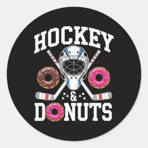 Adesivo Redondo Hóquei E Donuts Esportes Divertidos E Lanche