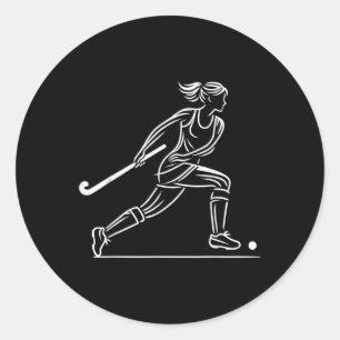 Adesivo Redondo Hóquei em Campo Feminino Arte Linear Equipe de Hóq