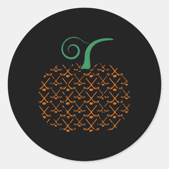 Adesivo Redondo Hóquei em Halloween de Abóbora (Frente)