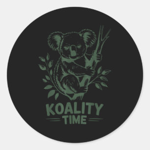 Adesivo Redondo Hora da Koality Urso Koala Engraçado Dormir Homens