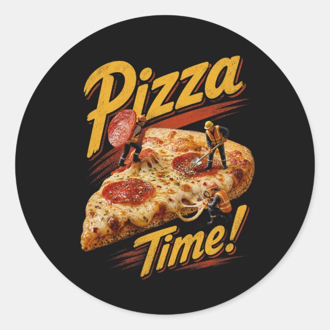 Adesivo Redondo Hora da Pizza! (Frente)