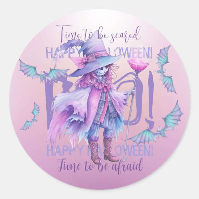 Adesivo Redondo Hora de ter medo. (Frente)