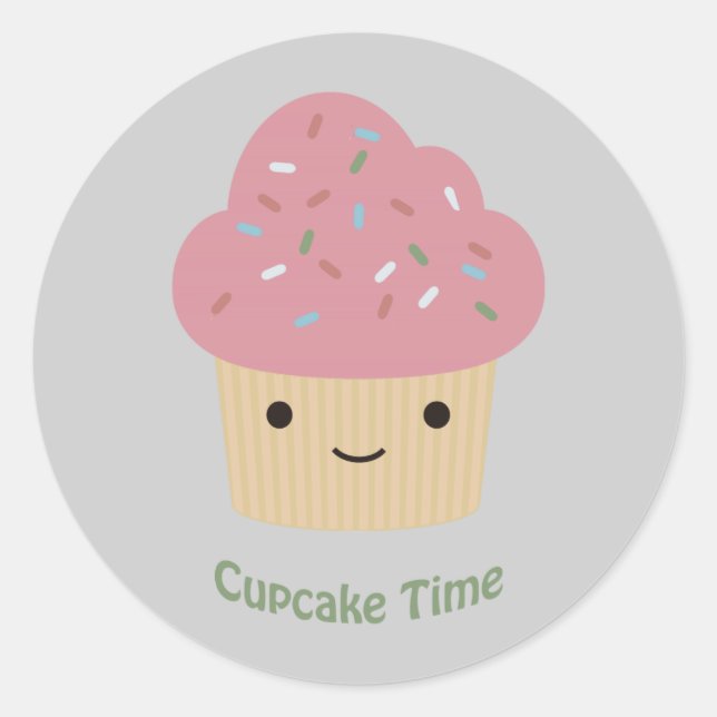 Adesivo Redondo Hora do cupcake! Cupcake rosa-claro (Frente)