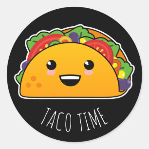 Adesivo Redondo Hora do Taco! Yummy Kawaii Taco