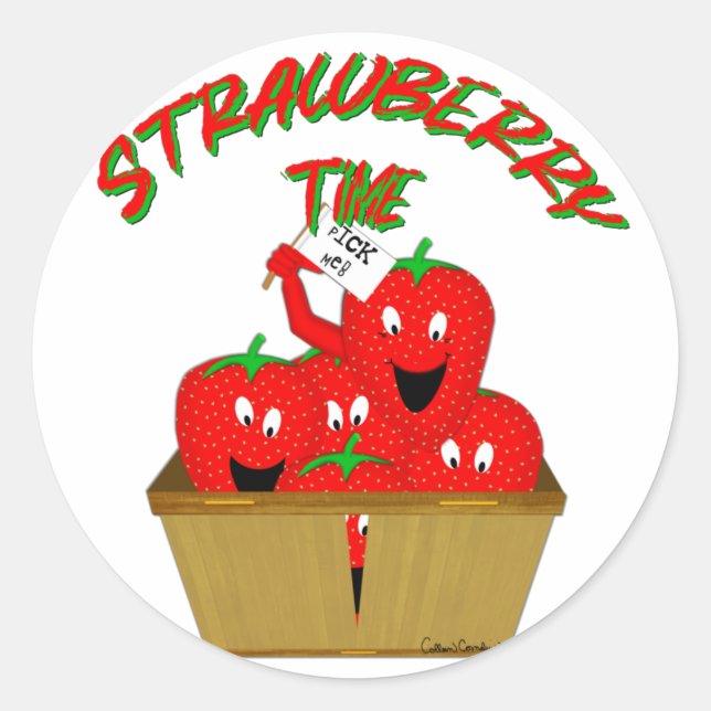 Adesivo Redondo Horário de Morango! (Frente)