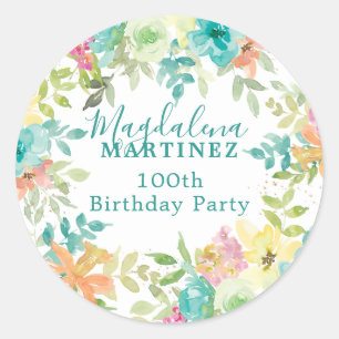 Adesivo Redondo Horário de Verão Personalizado Floral 100º Anivers