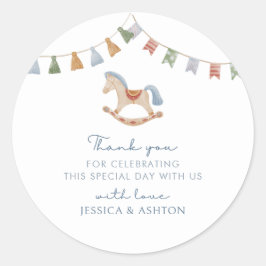 Adesivo Redondo Horês Rochoso de Aquarela, Chá de fraldas