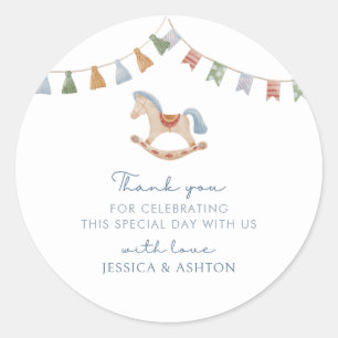 Adesivo Redondo Horês Rochoso de Aquarela, Chá de fraldas