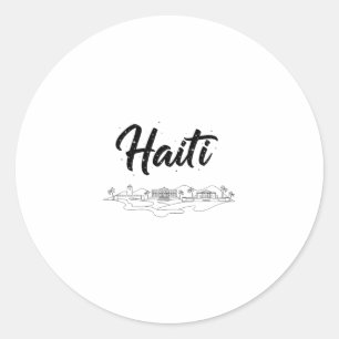 Adesivo Redondo Horizonte de Haiti Viagens Roupas de Férias