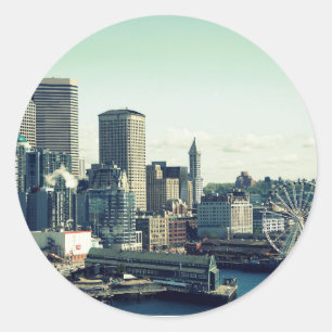 Adesivo Redondo Horizonte de Seattle