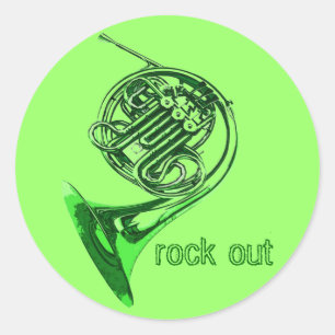 Adesivo Redondo Horn Rock Out Stickers