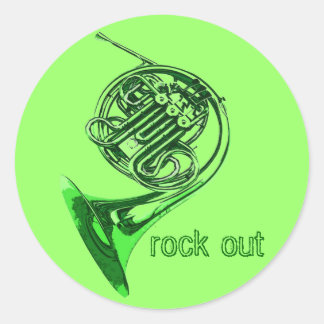 Adesivo Redondo Horn Rock Out Stickers