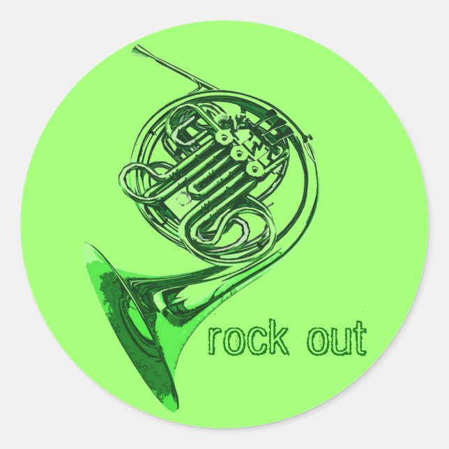 Adesivo Redondo Horn Rock Out Stickers (Frente)