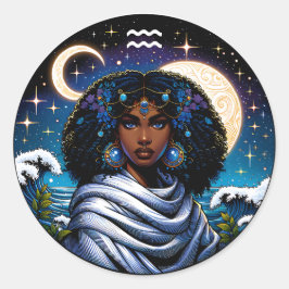 Adesivo Redondo Horoscope Sign Aquarius Symbol