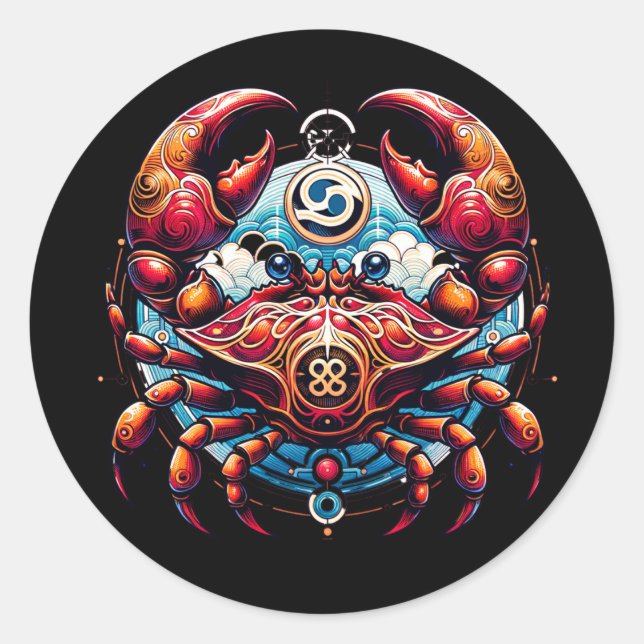 Adesivo Redondo Horoscope Sinal astrológico para Cancer do Carangu (Frente)