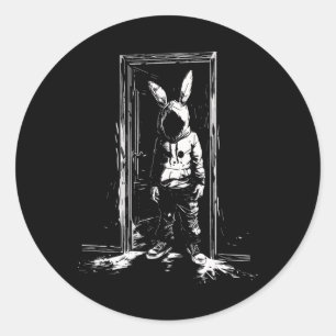 Adesivo Redondo Horror Bunny Mask Man Rabbit Alt Gótico Slasher Cr