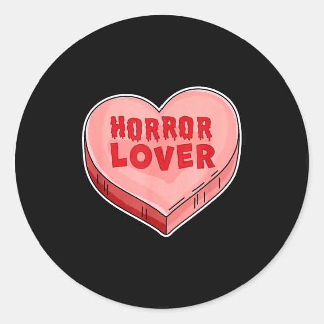 Adesivo Redondo Horror Lover Candy Heart Valentines Day Halloween  (Frente)