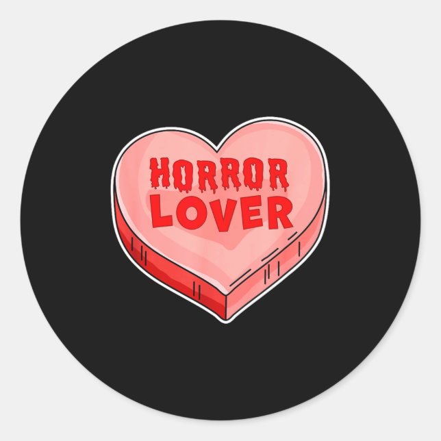 Adesivo Redondo Horror Lover Candy Heart Valentines Day Halloween  (Frente)