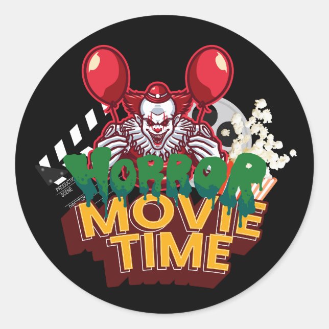 Adesivo Redondo Horror Movie Time Clown Sticker (Frente)