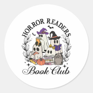 Adesivo Redondo Horror Readers Book Club Funny Ghost Halloween Boo
