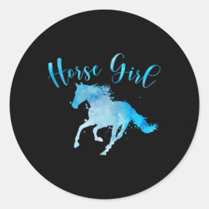 Adesivo Redondo Horse Girl Horseback Equestrian Riding Lover Vinta