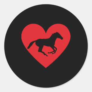 Adesivo Redondo Horse Heart Horseback Equestrian Riding Girls