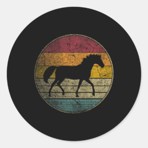 Adesivo Redondo Horse Lover Riding Girl Horseback Vintage Retro 70