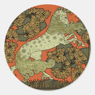 Adesivo Redondo Horse Medieval Arts Artesanatos Art Nouveau
