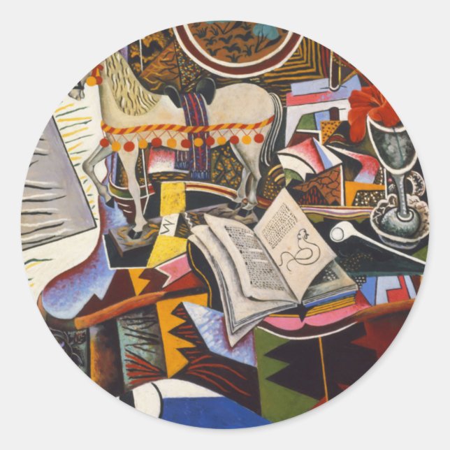 Adesivo Redondo Horse Pipe Red Flower por Joan Miro (Frente)