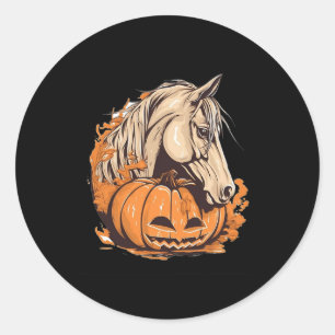 Adesivo Redondo Horse Pumpkin Halloween Costume Horseback Andar E