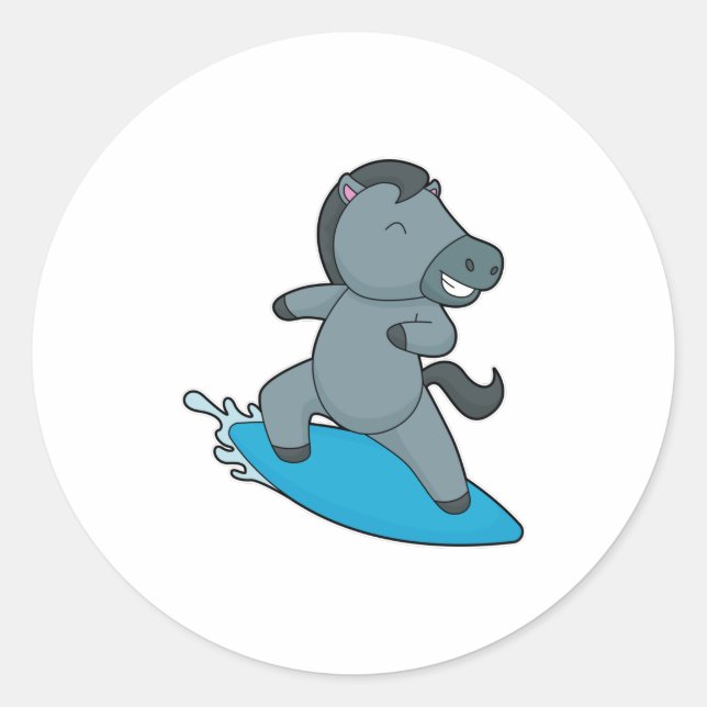 Adesivo Redondo Horse Surfer Water (Frente)