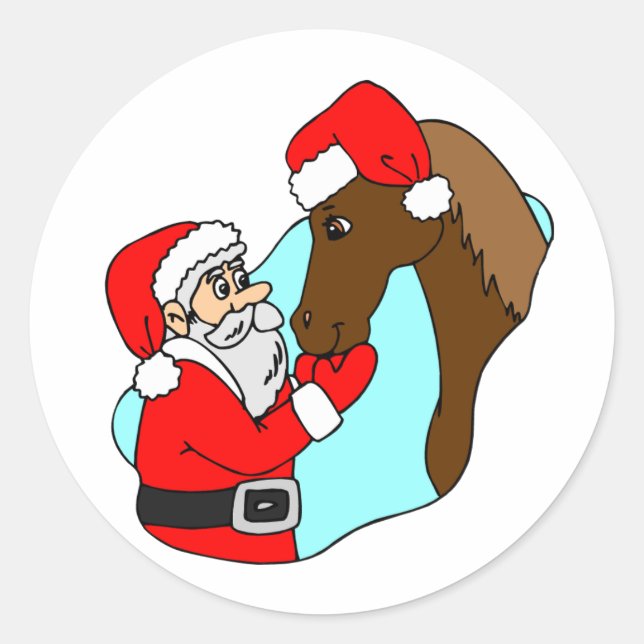 Adesivo Redondo Horse Theme Equine Santa Claus Natal (Frente)