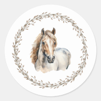 Adesivo Redondo Horse Wreath Gift Stickers 