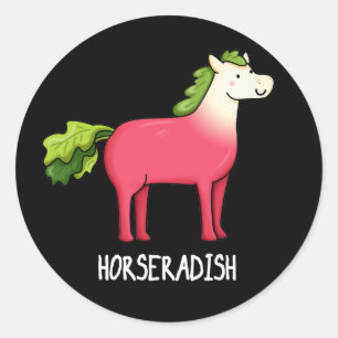 Adesivo Redondo Horseradish Funny Horse Pun Dark BG