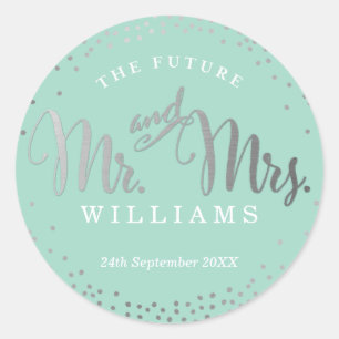 Adesivo Redondo Hortelã de prata à moda dos confetes do SELO do