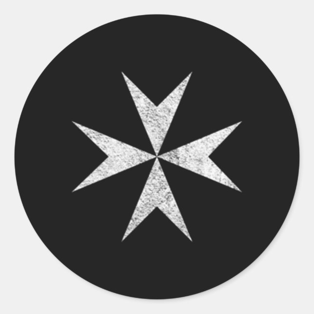 Adesivo Redondo Hospital Maltês Cross Knights das Cruzadas de Malt (Frente)