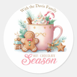 Adesivo Redondo Hot Chocolate Christmas Season Sticker