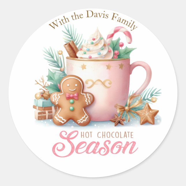 Adesivo Redondo Hot Chocolate Christmas Season Sticker (Frente)