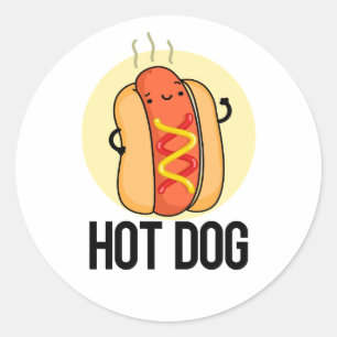 Adesivo Redondo Hot Dog Engraçado Snack Pun