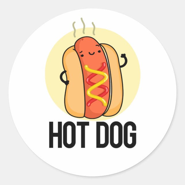 Adesivo Redondo Hot Dog Engraçado Snack Pun (Frente)