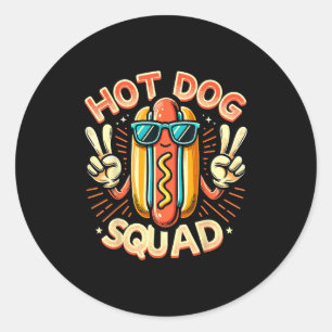 Adesivo Redondo Hot Dog Squad Hot Dog Stand Team Hotdog Creme Para