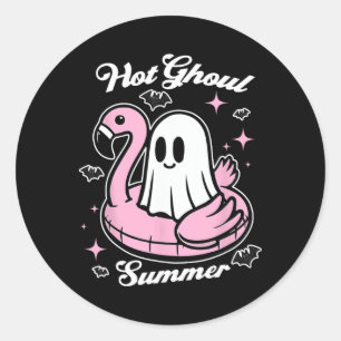 Adesivo Redondo Hot Ghoul Summer Flamingo Ghost Summerdal