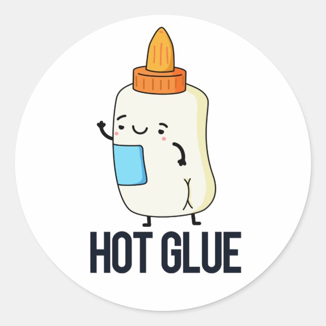 Adesivo Redondo Hot Glue Funny Pun (Frente)