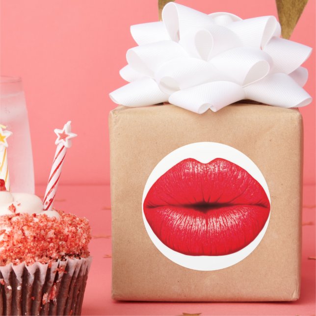 Adesivo Redondo Hot lips kiss stickers (Festa)