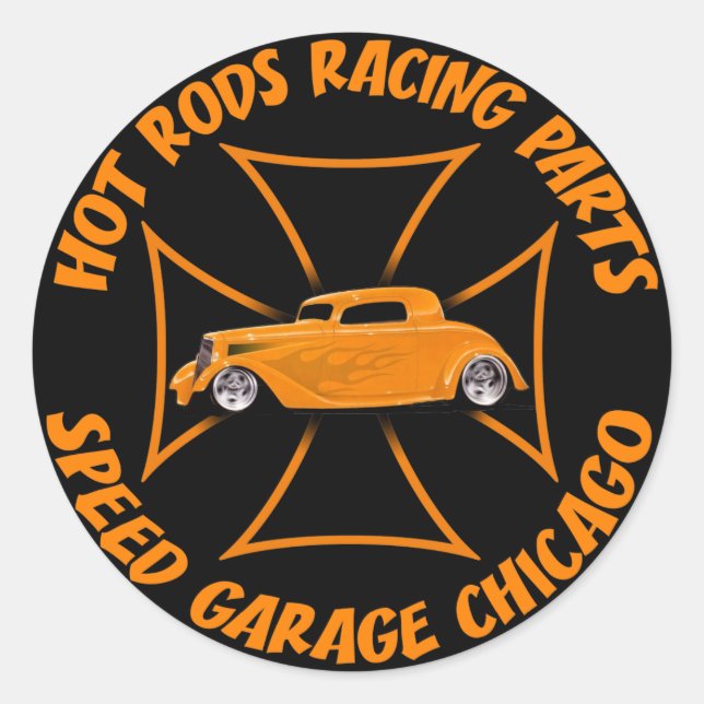 Adesivo Redondo Hot Rods Sticker (Frente)