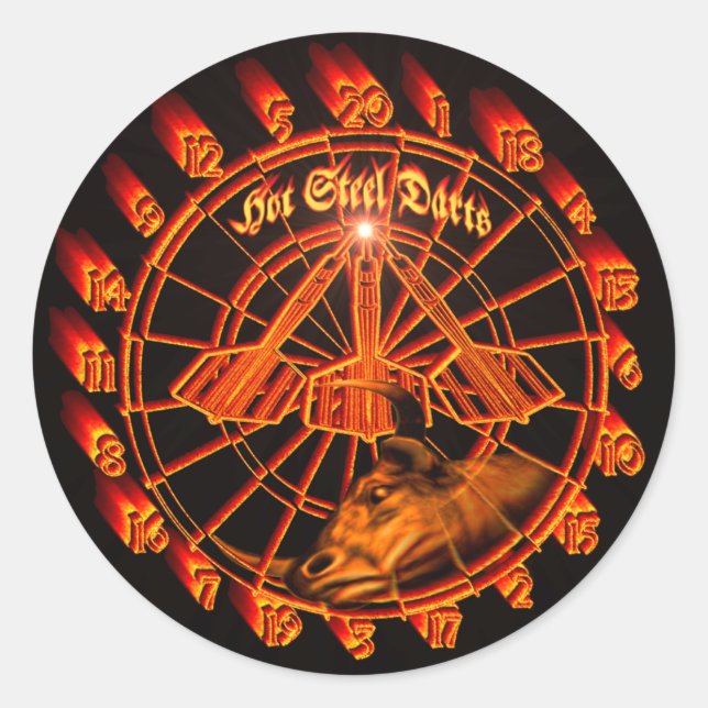 Adesivo Redondo Hot Steel Darts Dartscheibe Darts Glut (Frente)